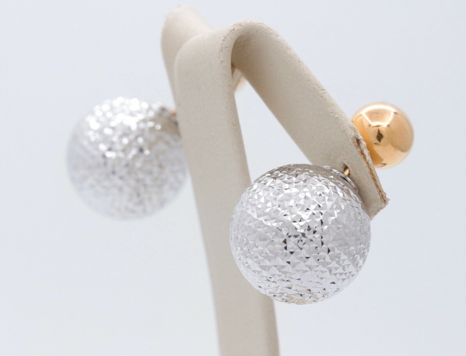 Italian Vintage 14K White Yellow Ball Earrings
