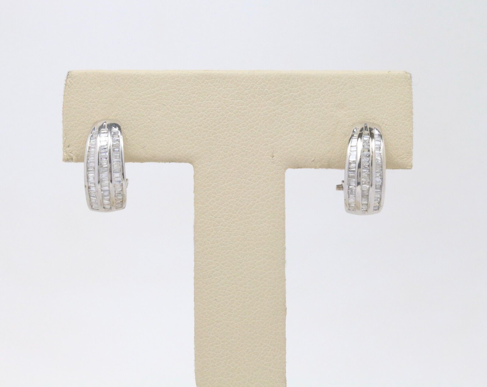 14K White Gold Channel Set Diamond Earrings