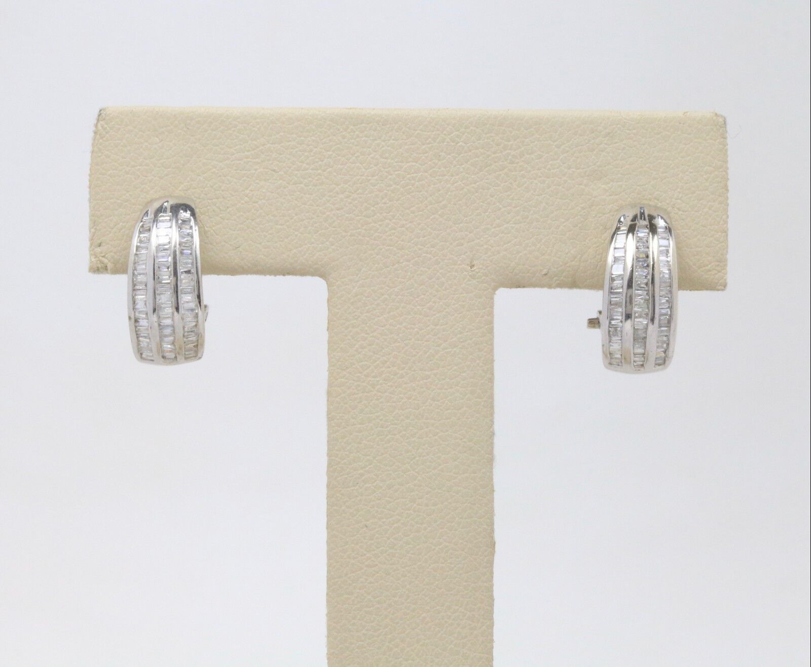 14K White Gold Channel Set Diamond Earrings