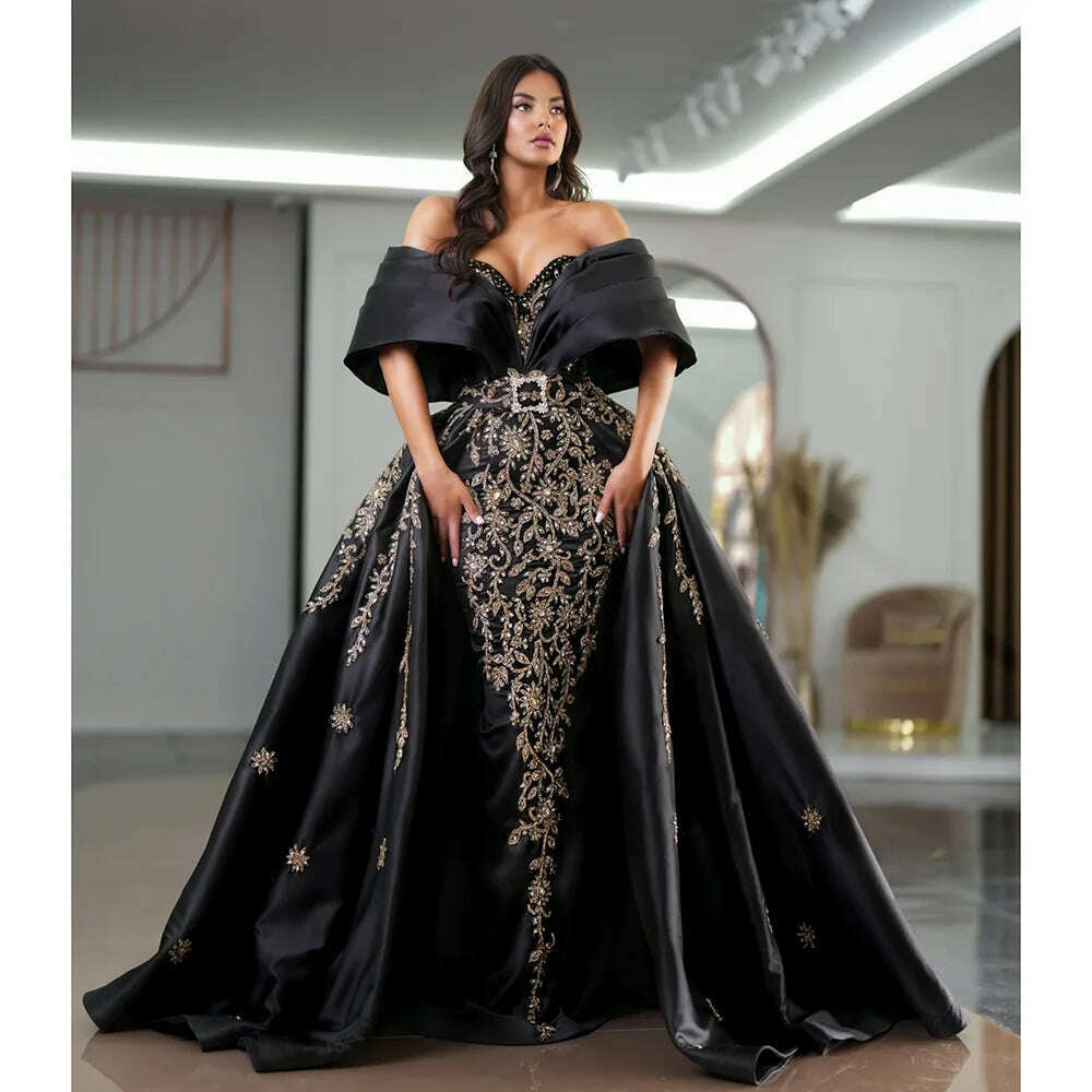 Bella Women's Evening Gown | Sequined Appliques, Off-The-Shoulder Mermaid Style 0