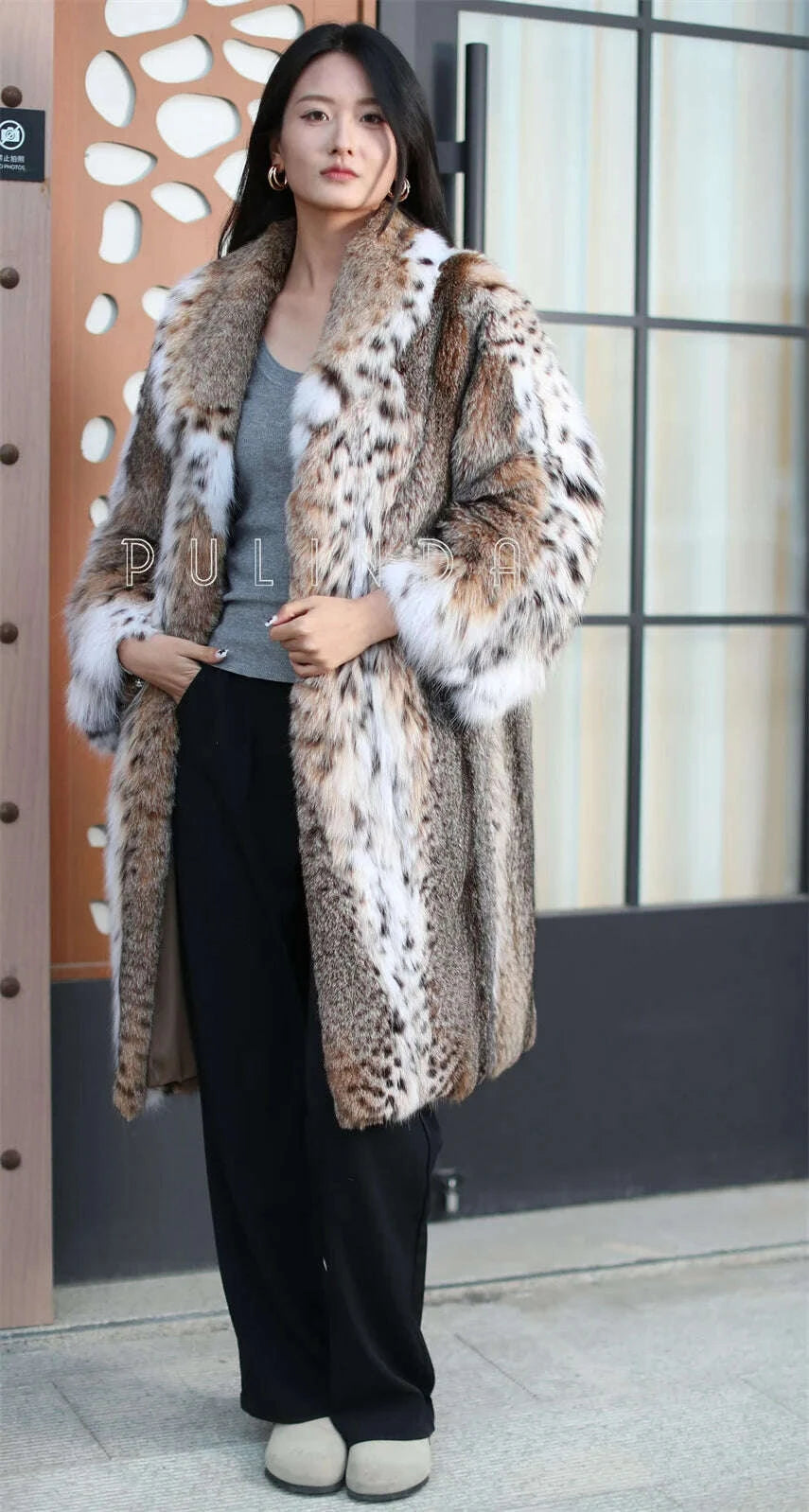 Bella Women's Long Coat | Warm Bobcat Fabric, Plus Size 4
