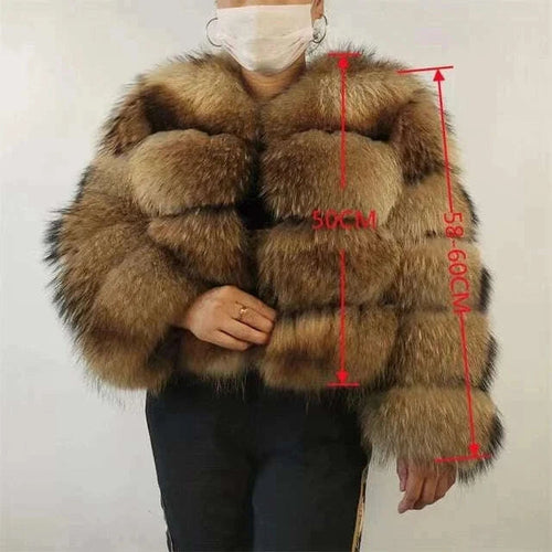 Bella Women's Raccoon Fur Coat | Natural Luxury, Winter Essential 0