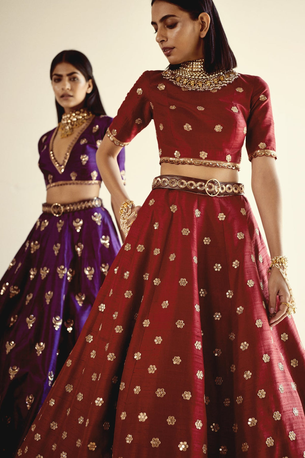 Bella Women's Skirt Set | Hand Embroidered Floral Design, Two Piece Skirt and Top Set 4
