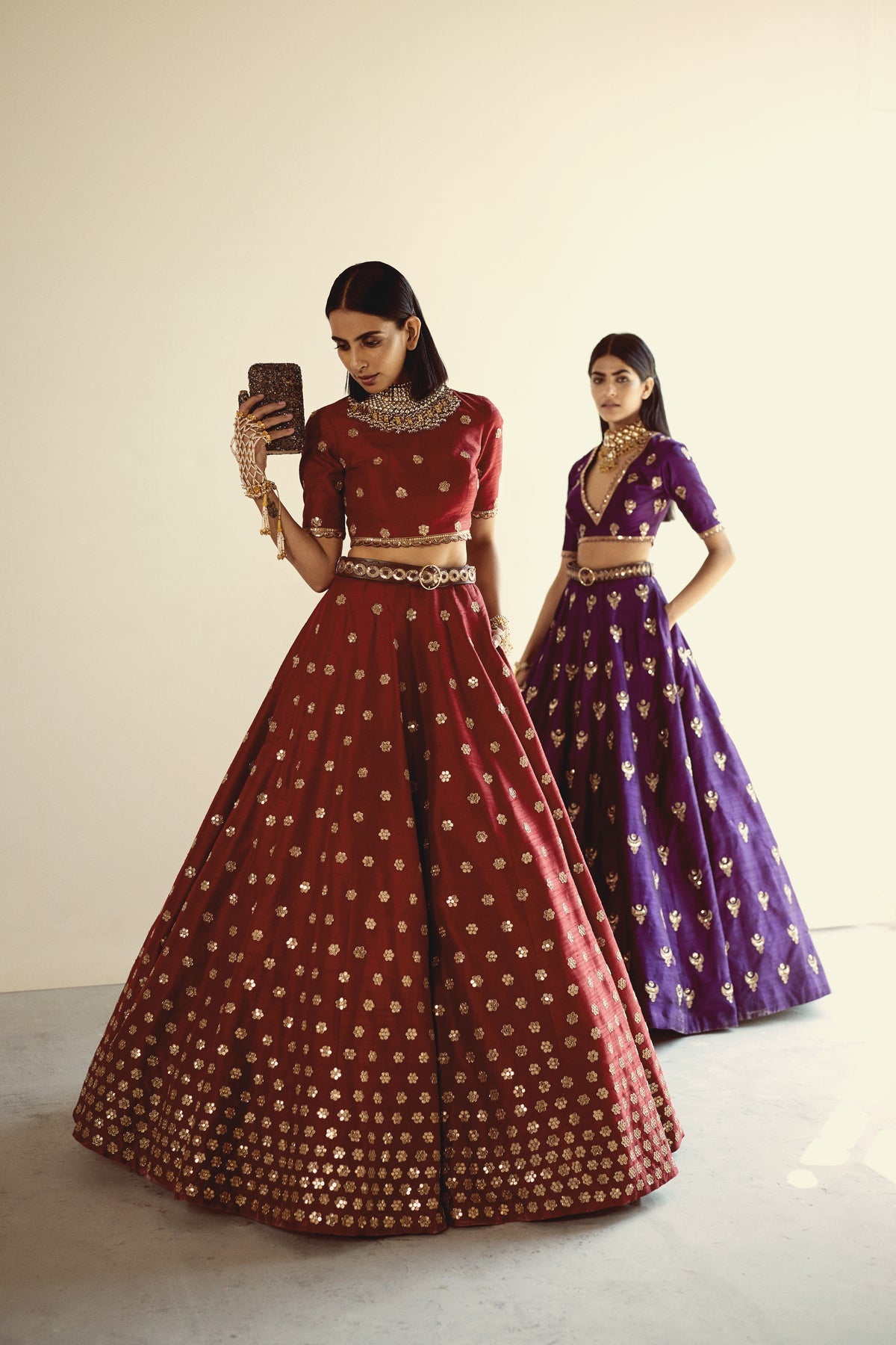 Bella Women's Skirt Set | Hand Embroidered Floral Design, Two Piece Skirt and Top Set 5
