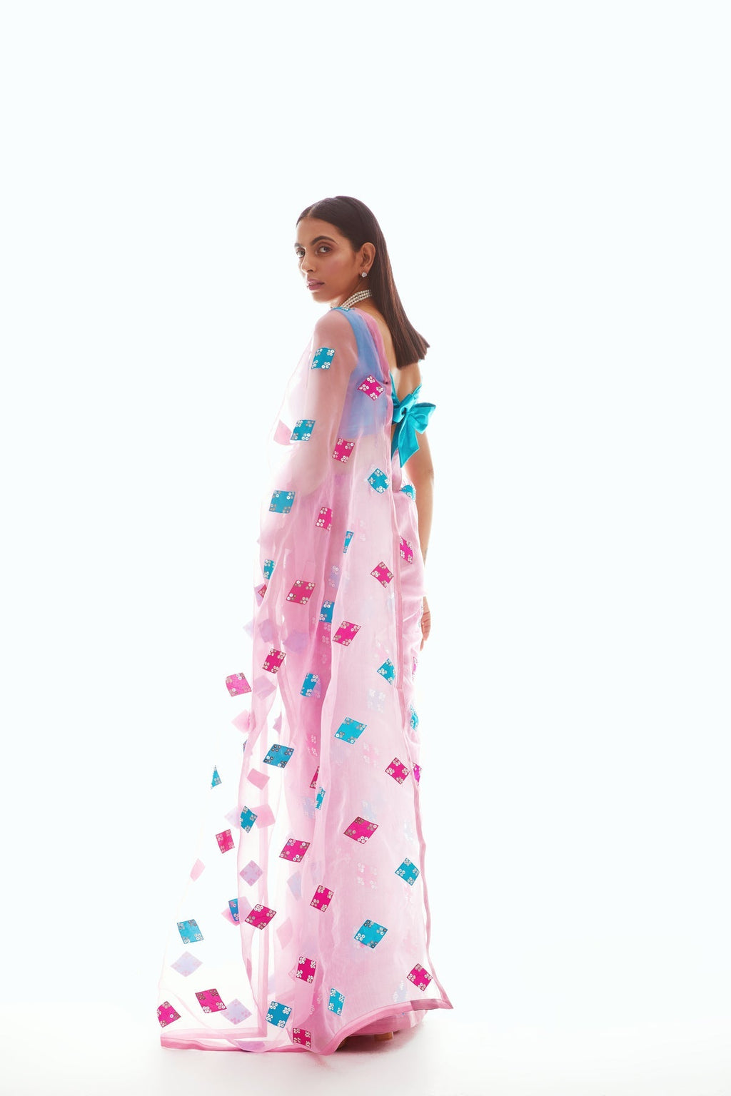 Daisy Women's Designer Saree | Hand Embroidered Organza, Party Wear 2