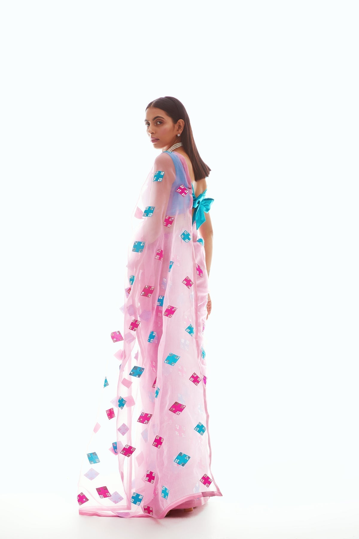 Daisy Women's Designer Saree | Hand Embroidered Organza, Party Wear 2