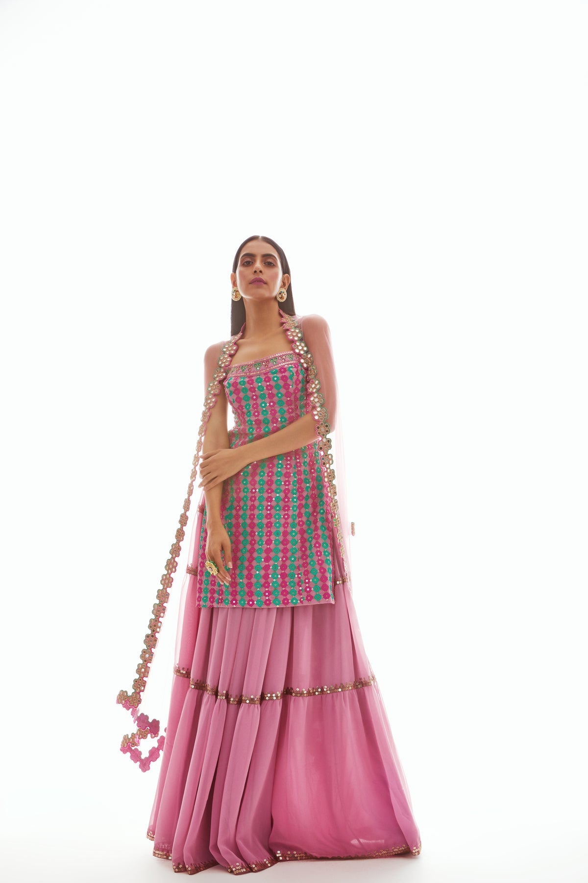 Daisy Women's Sharara Set | Hand Embroidered Applique, Lightweight Fabric 0