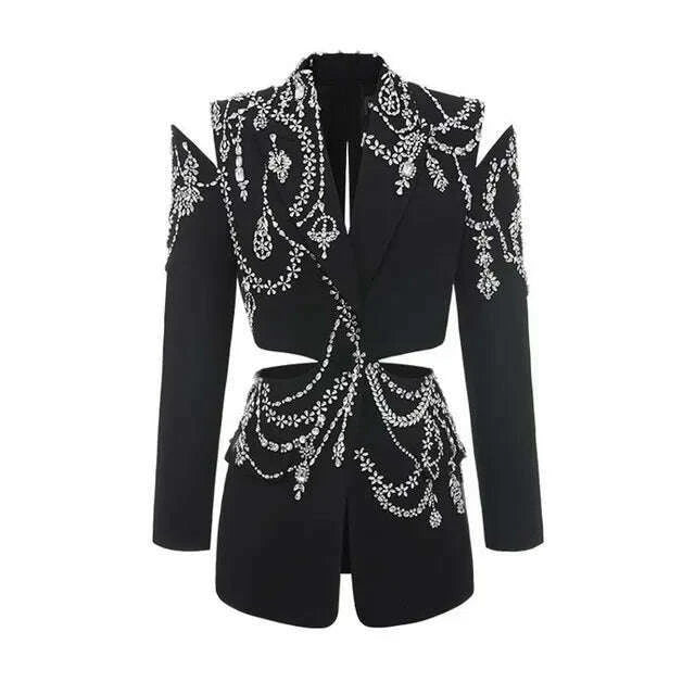 Diva Women's Blazer Tops | Crystal Beading, Backless Design 0