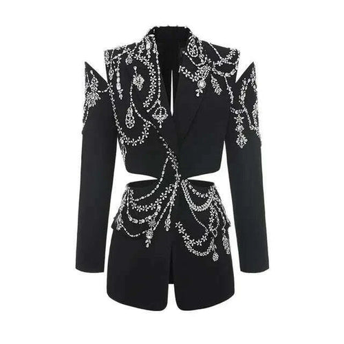 Diva Women's Blazer Tops | Crystal Beading, Backless Design 0