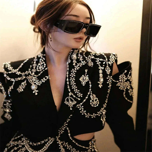 Diva Women's Blazer Tops | Crystal Beading, Backless Design 1