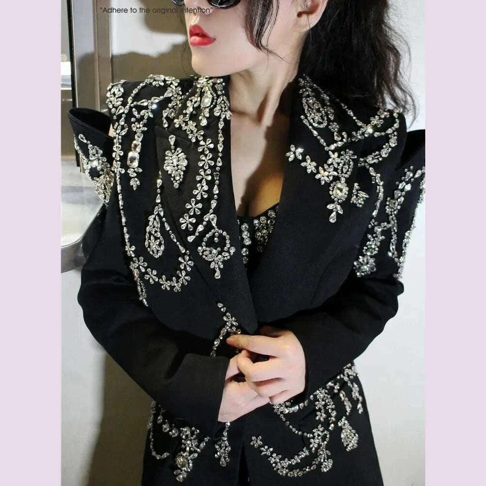 Diva Women's Blazer Tops | Crystal Beading, Backless Design 8