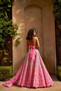 Felicity Women's Wedding Lehenga Set | Multi-Layered Net, Geometric Pattern, Halter Blouse 0