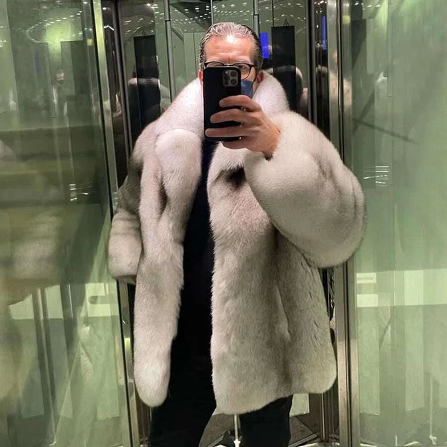 Fero Men's Winter Jacket | Genuine Fox Fur, Large Collar 1