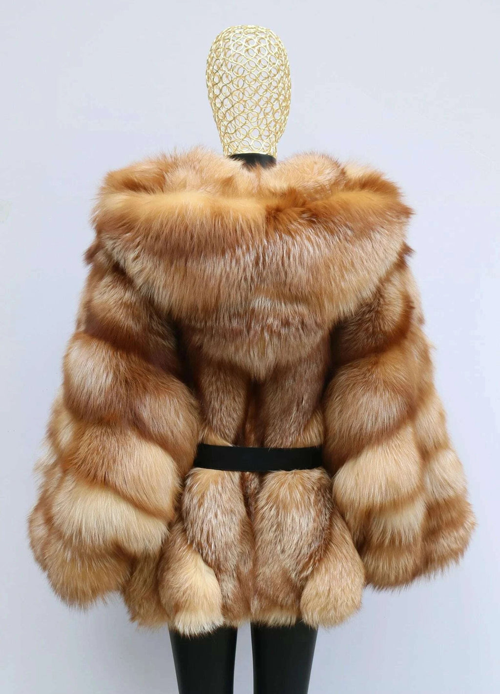Fina Women's Hooded Fur Coat | Luxurious Fox Fur, Batwing Sleeves 2