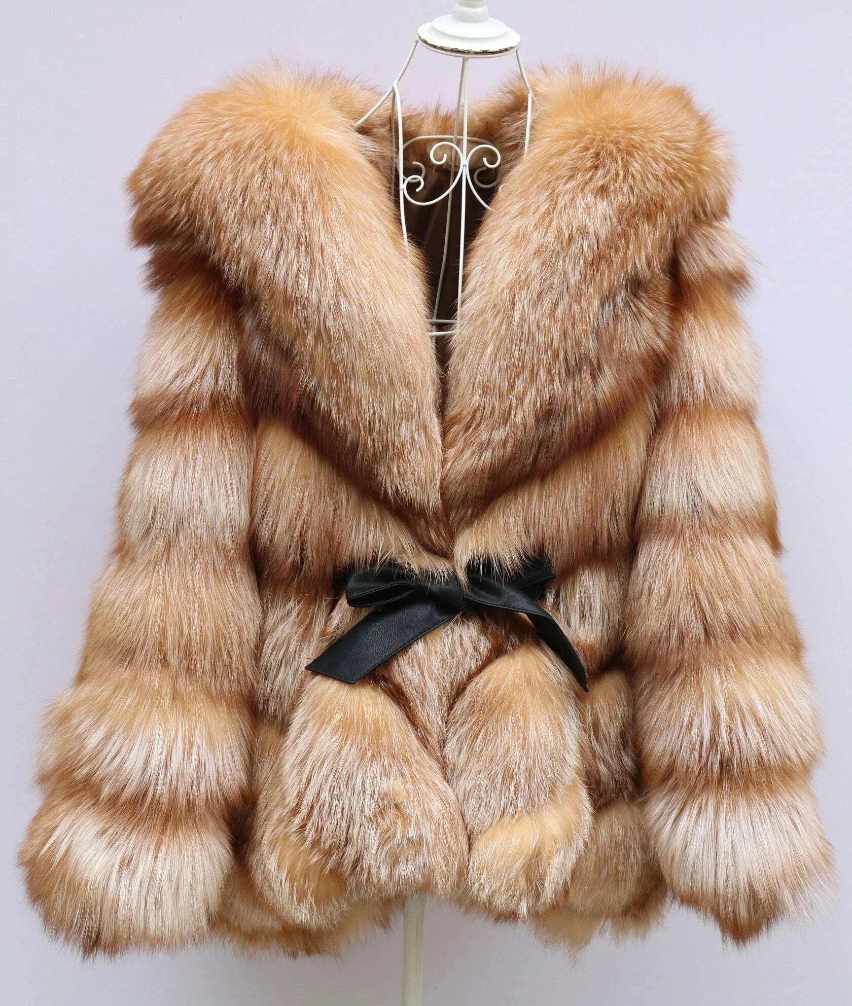 Fina Women's Hooded Fur Coat | Luxurious Fox Fur, Batwing Sleeves 3