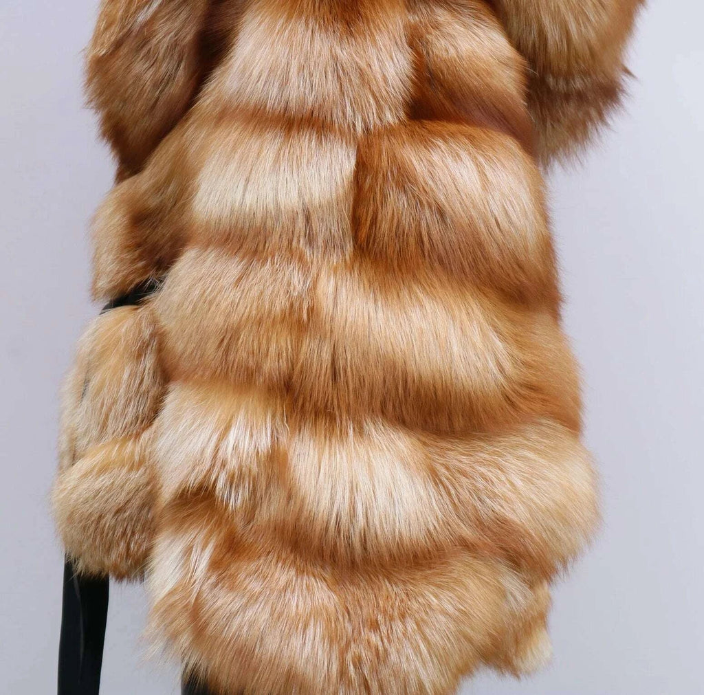 Fina Women's Hooded Fur Coat | Luxurious Fox Fur, Batwing Sleeves 6