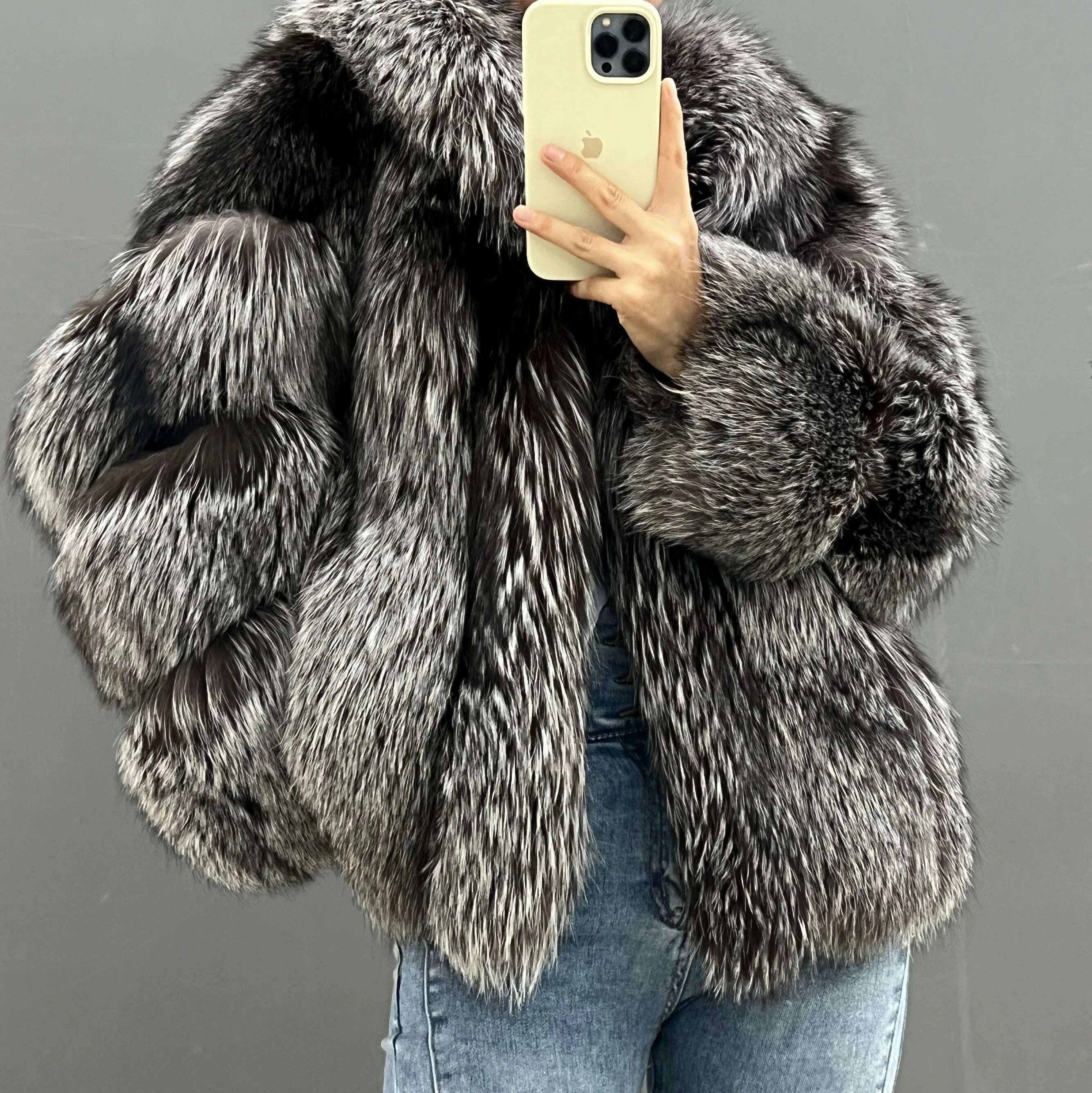 Fina Women's Waist Coat | Real Silver Fox Fur, Mid-Length 1