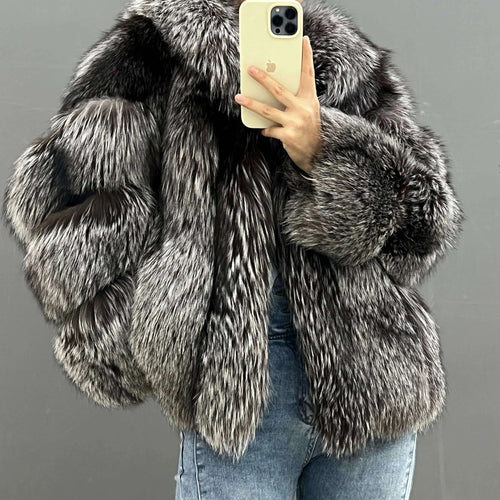 Fina Women's Waist Coat | Real Silver Fox Fur, Mid-Length 1