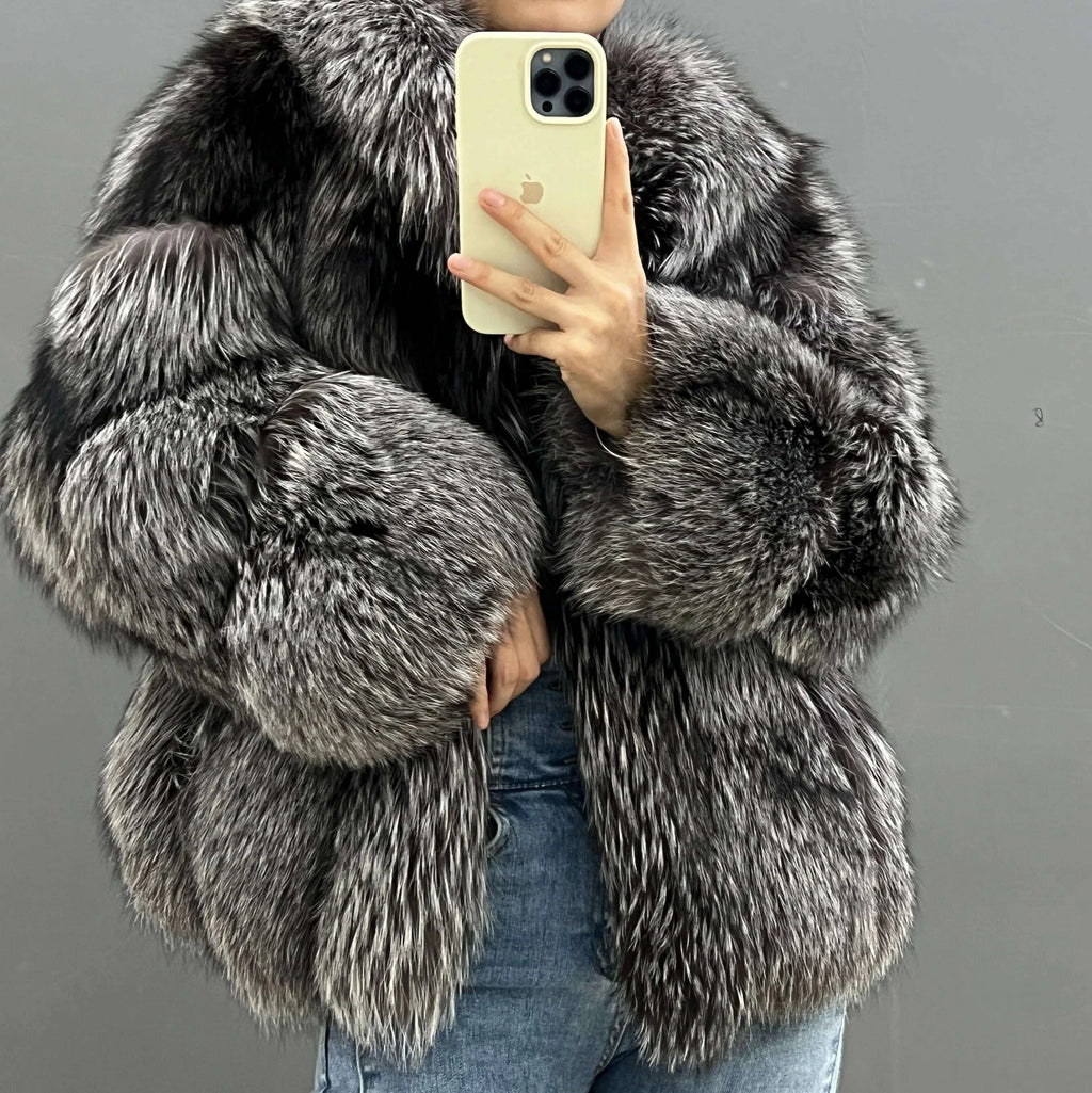 Fina Women's Waist Coat | Real Silver Fox Fur, Mid-Length 2