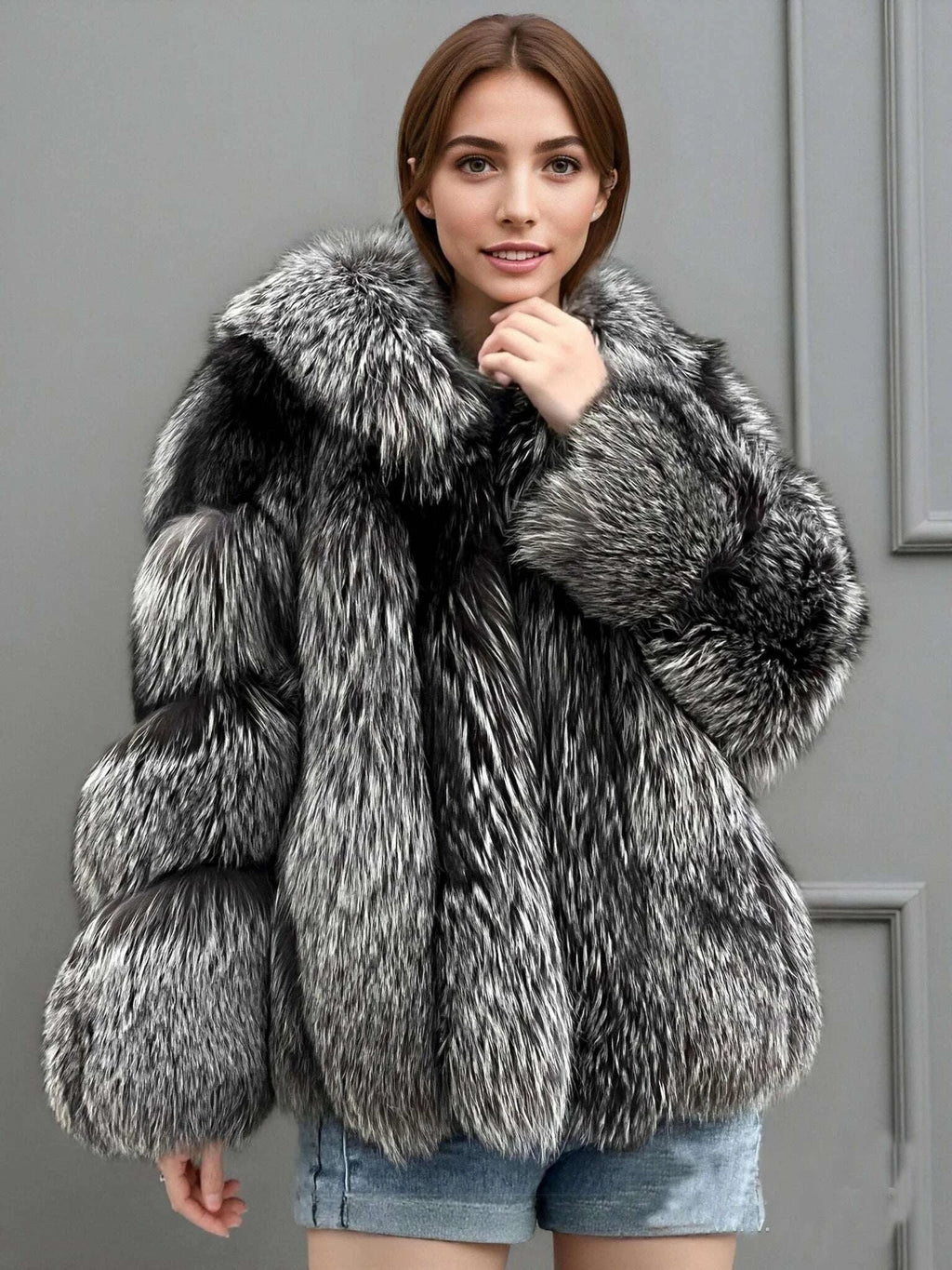 Fina Women's Waist Coat | Real Silver Fox Fur, Mid-Length 3
