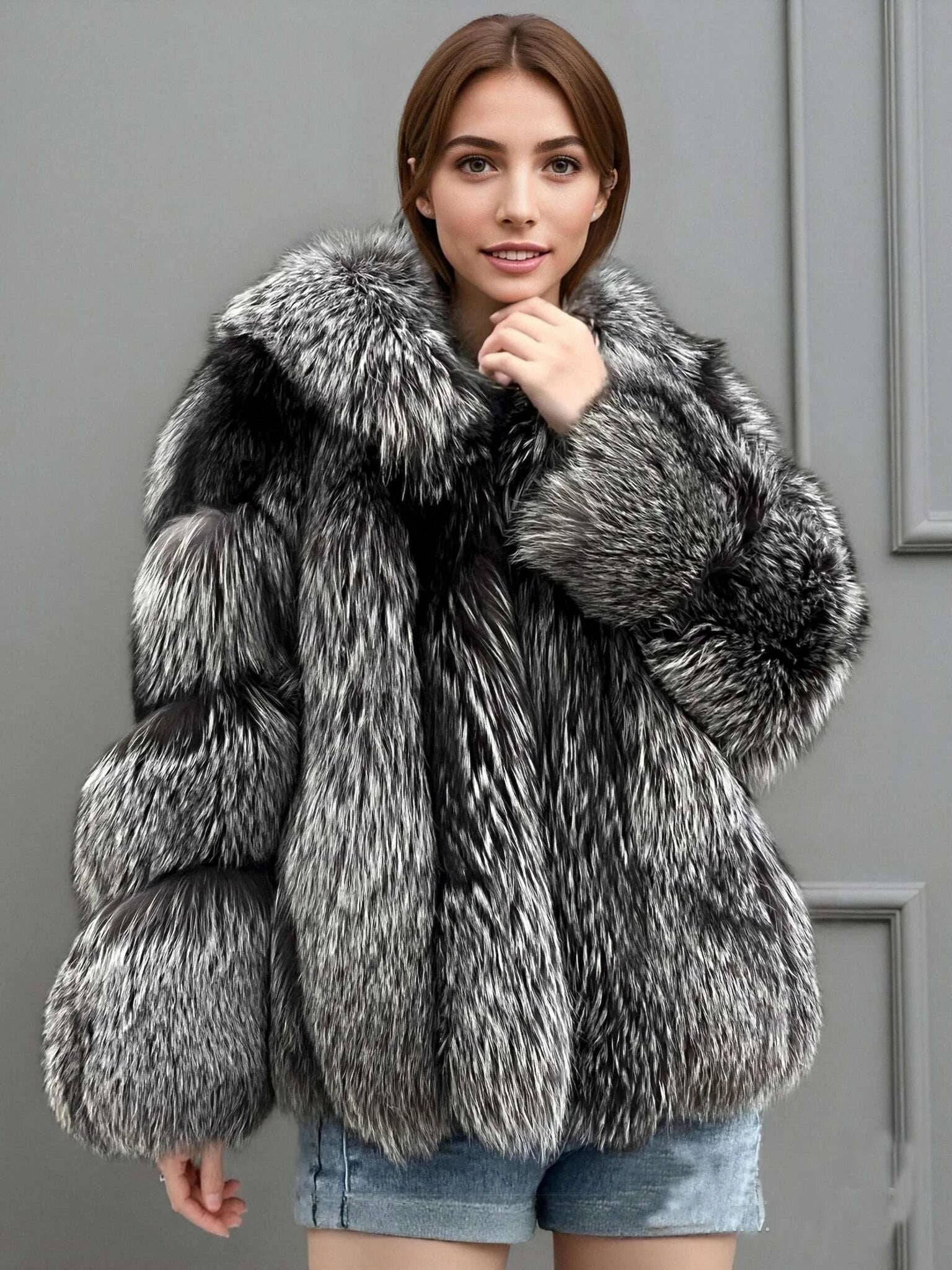 Fina Women's Waist Coat | Real Silver Fox Fur, Mid-Length 3