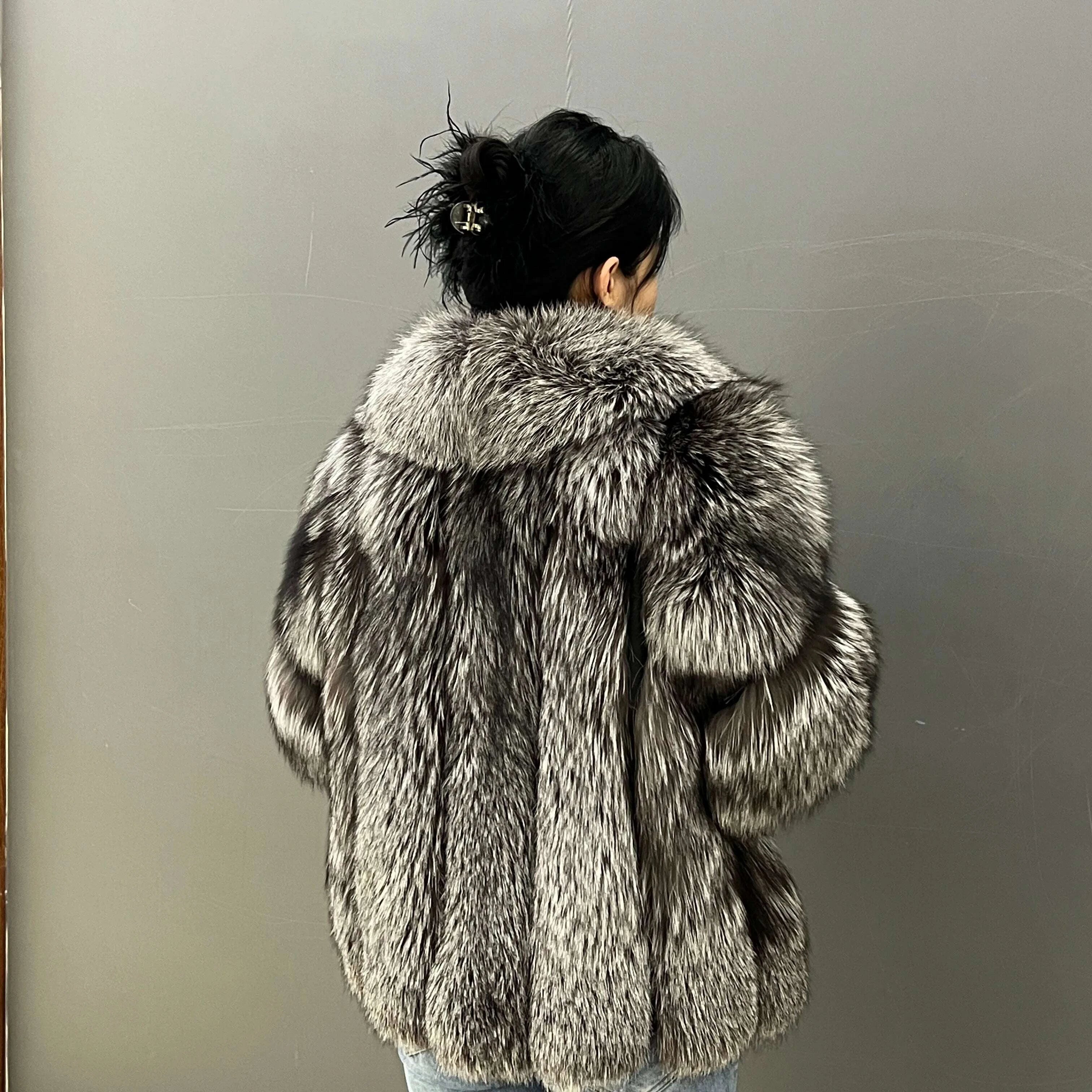 Fina Women's Waist Coat | Real Silver Fox Fur, Mid-Length 6