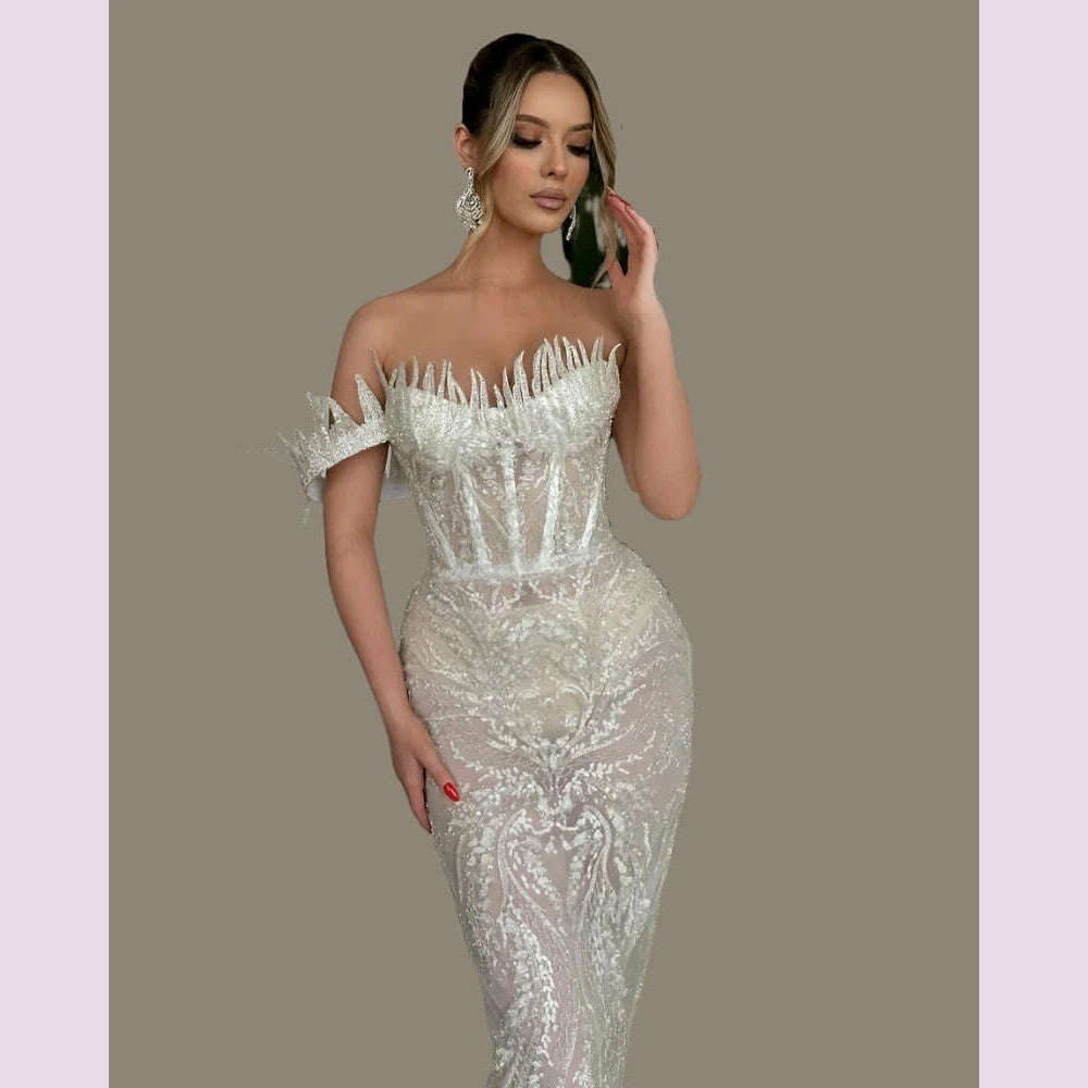 Fiona Women's Evening Gown | Off-Shoulder Mermaid Lace Design 0