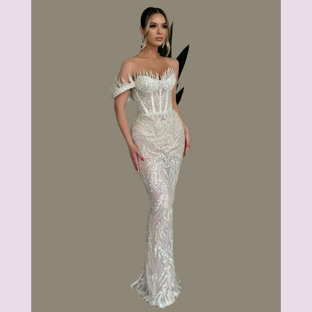 Fiona Women's Evening Gown | Off-Shoulder Mermaid Lace Design 1