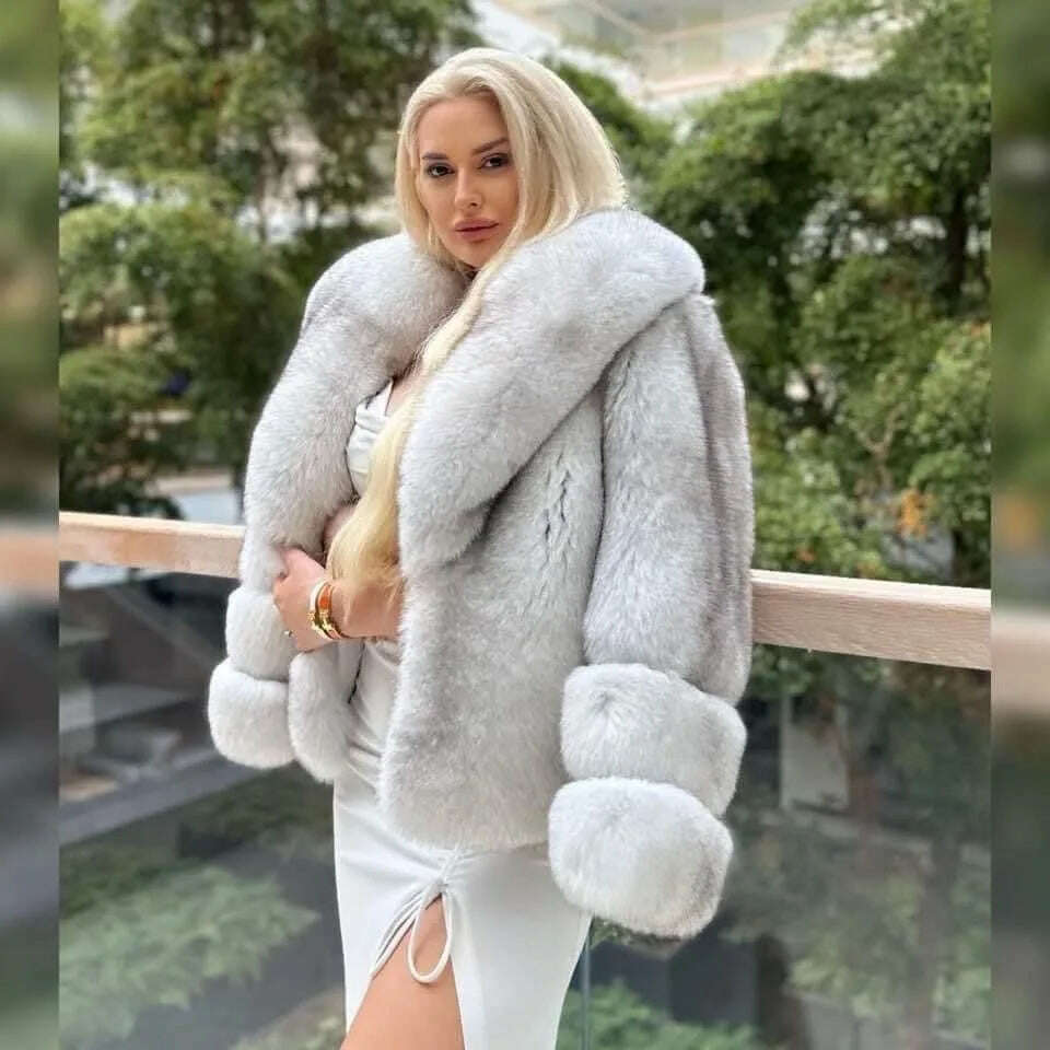 Fiona Women's Fox Fur Coat | 100% Genuine, Winter Fashion 0