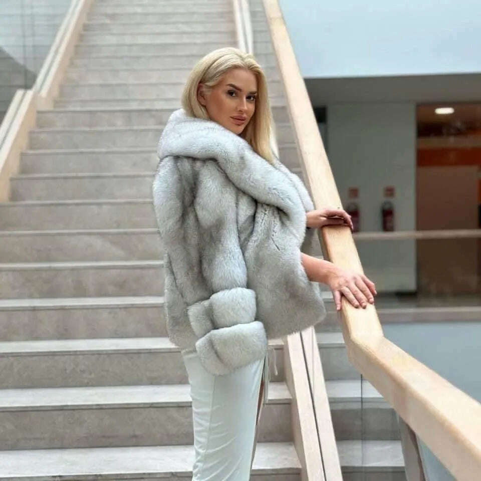Fiona Women's Fox Fur Coat | 100% Genuine, Winter Fashion 3