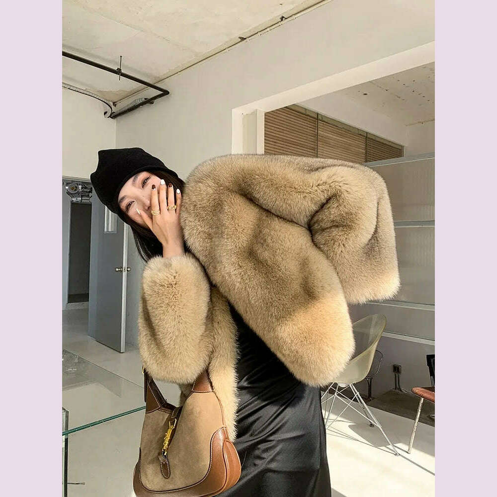 Fiona Women's Fox Fur Coat | Genuine Natural Fur, V-Neck 0