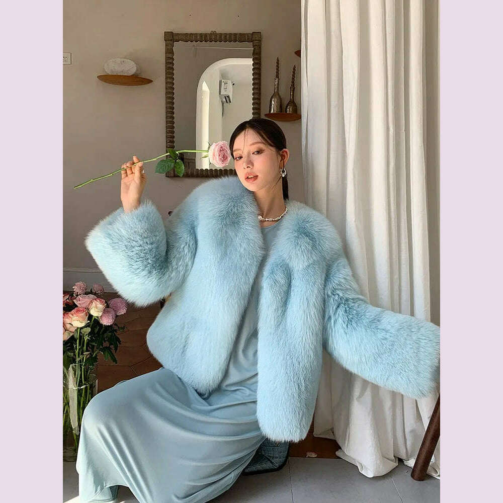 Fiona Women's Fox Fur Coat | Genuine Natural Fur, V-Neck 12