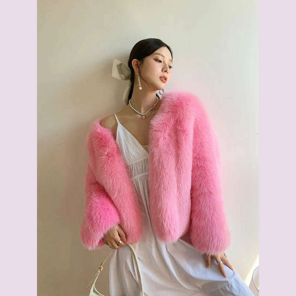 Fiona Women's Fox Fur Coat | Genuine Natural Fur, V-Neck 2