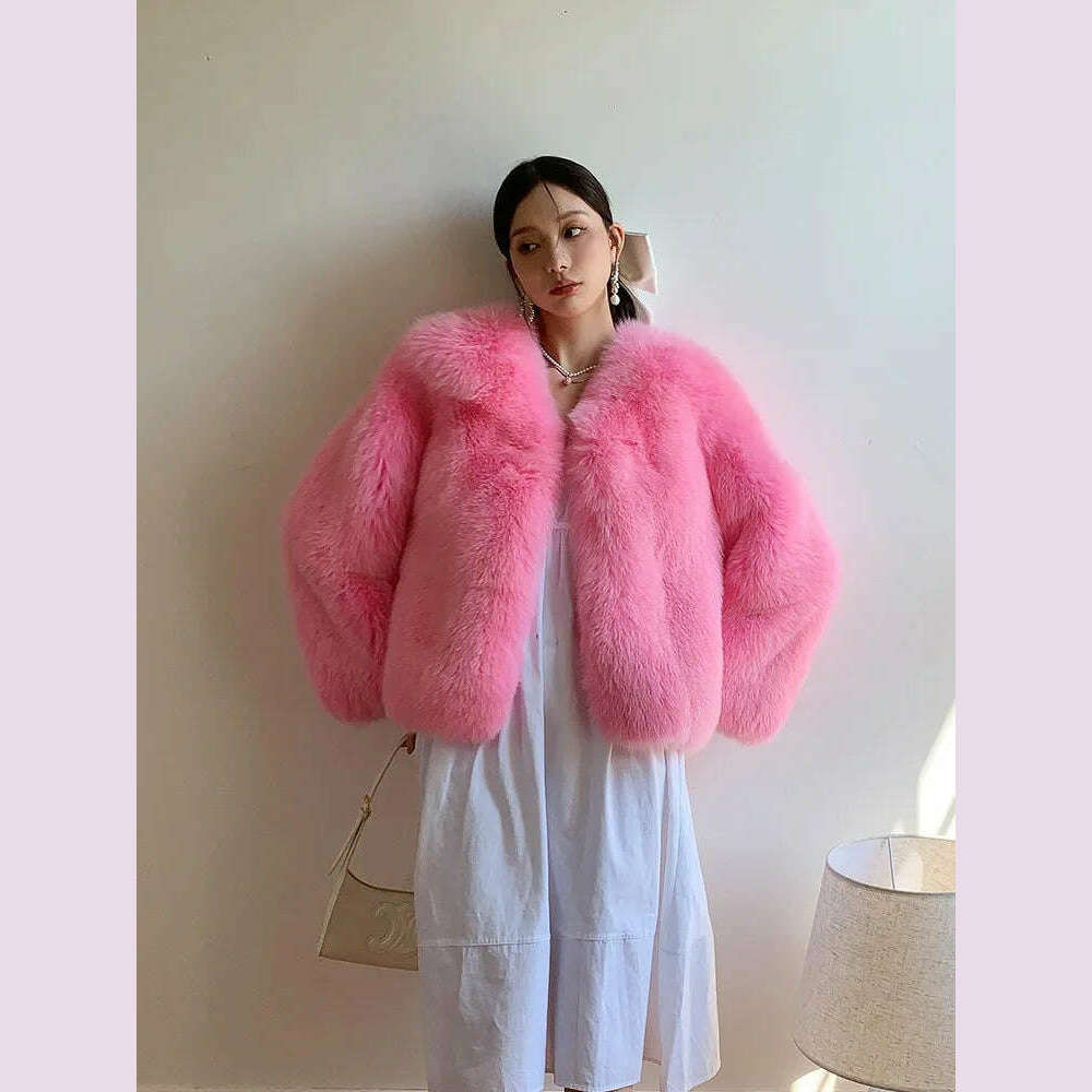 Fiona Women's Fox Fur Coat | Genuine Natural Fur, V-Neck 3