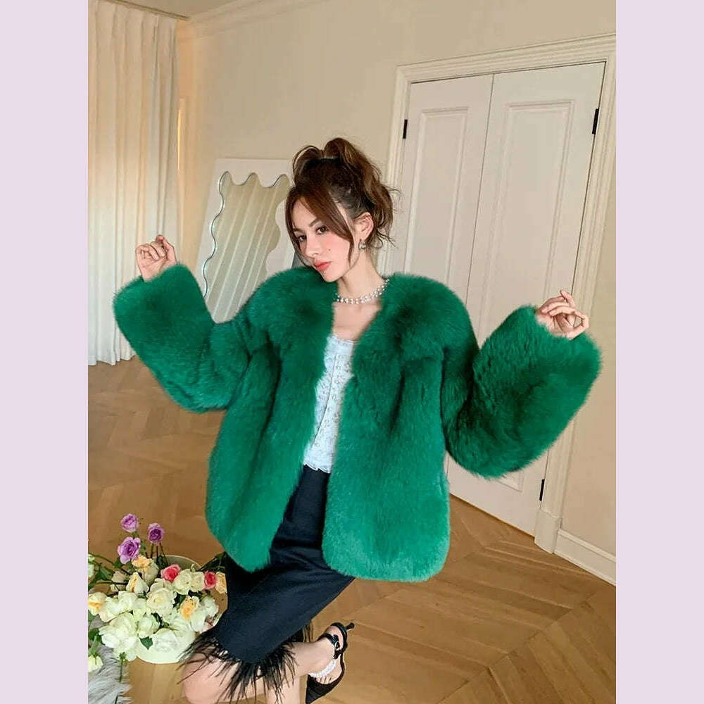 Fiona Women's Fox Fur Coat | Genuine Natural Fur, V-Neck 6
