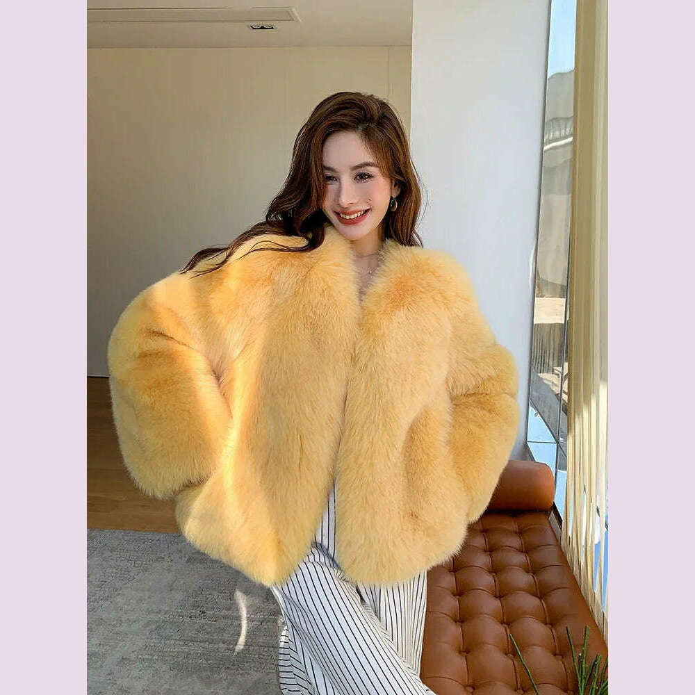 Fiona Women's Fox Fur Coat | Genuine Natural Fur, V-Neck 9