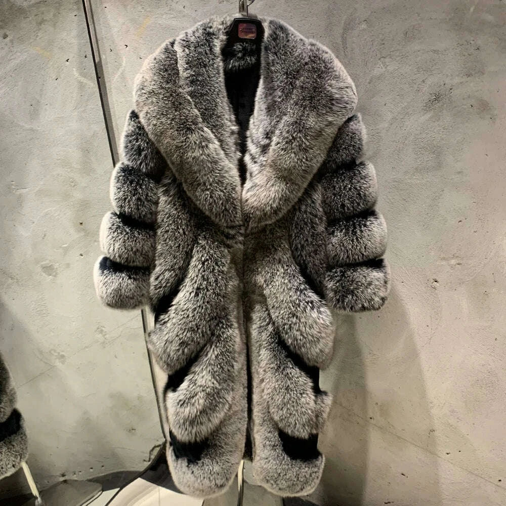 Fiona Women's Fox Fur Coat | Luxurious Natural Fur, Long Sleeve 0