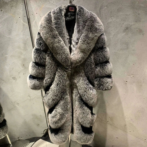 Fiona Women's Fox Fur Coat | Luxurious Natural Fur, Long Sleeve 0