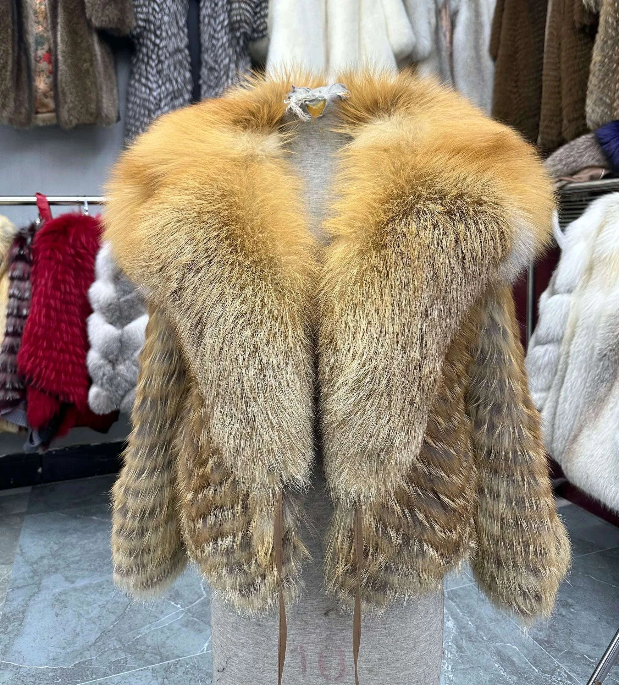 Fiona Women's Fox Fur Coat | Natural Stripes, Luxury Fashion 4
