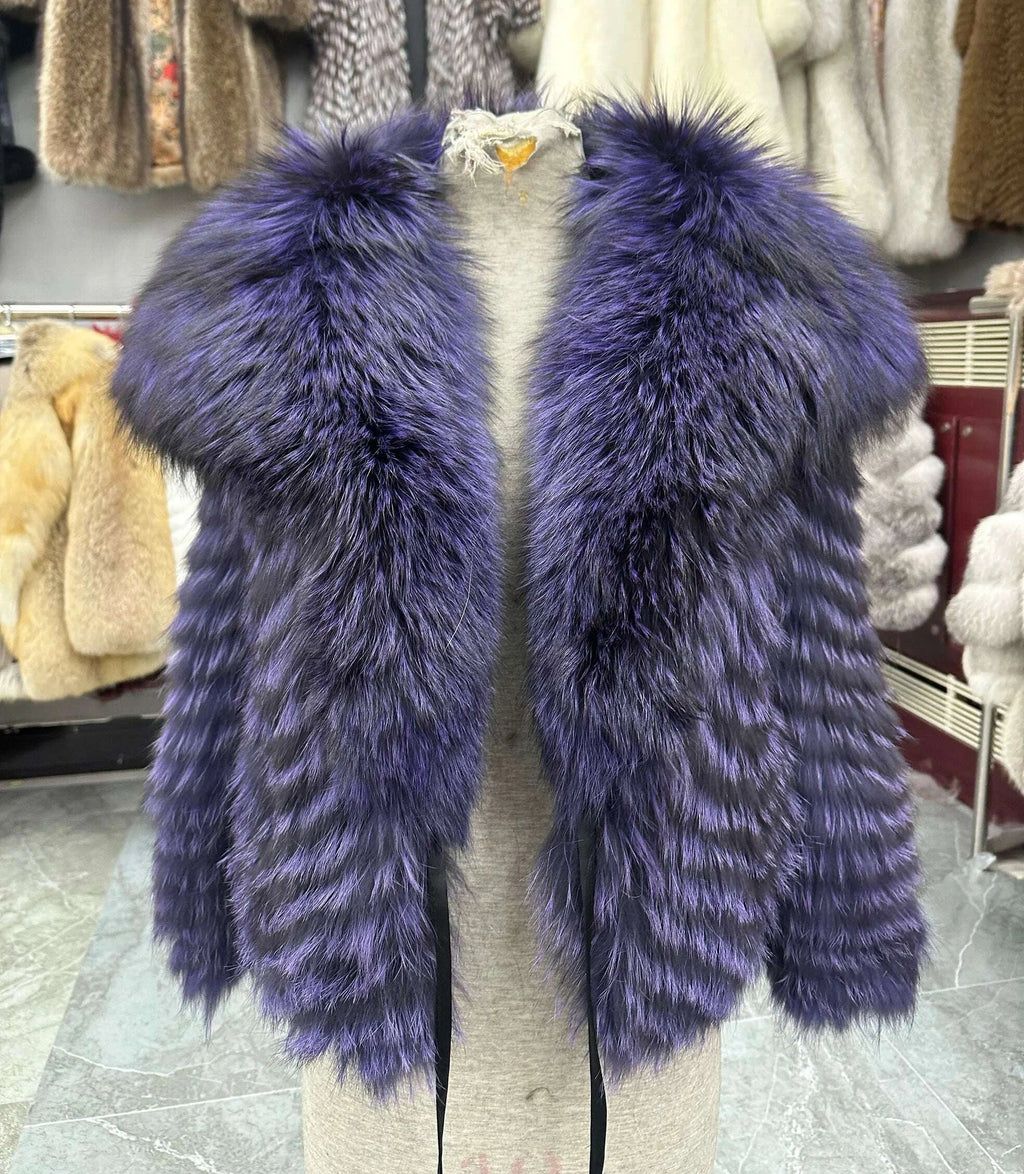 Fiona Women's Fox Fur Coat | Natural Stripes, Luxury Fashion 7