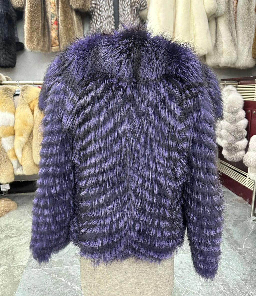 Fiona Women's Fox Fur Coat | Natural Stripes, Luxury Fashion 8