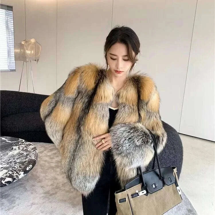 Fiona Women's Fur Coat | Gold-Edged Design, Winter Essential 2
