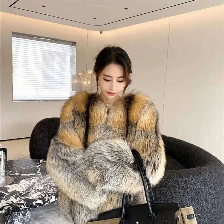Fiona Women's Fur Coat | Gold-Edged Design, Winter Essential 3