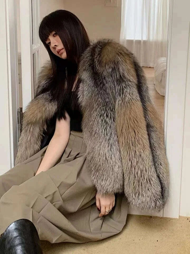 Fiona Women's Fur Coat | Gold-Edged Design, Winter Essential 6