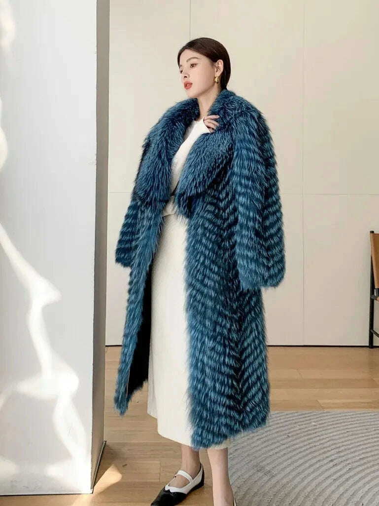 Fiona Women's Long Fur Coat | 100% Real Silver Fox, Luxury Warm Outerwear 0