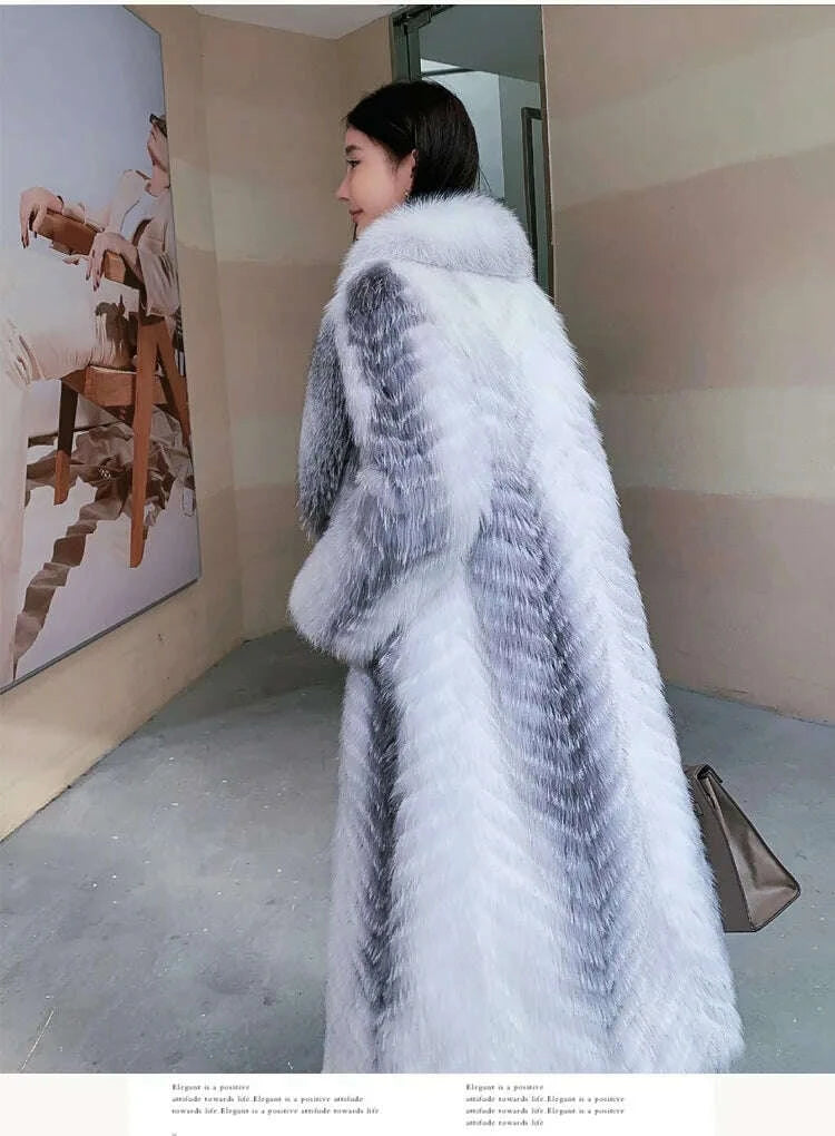 Fiona Women's Long Fur Coat | 100% Real Silver Fox, Luxury Warm Outerwear 1
