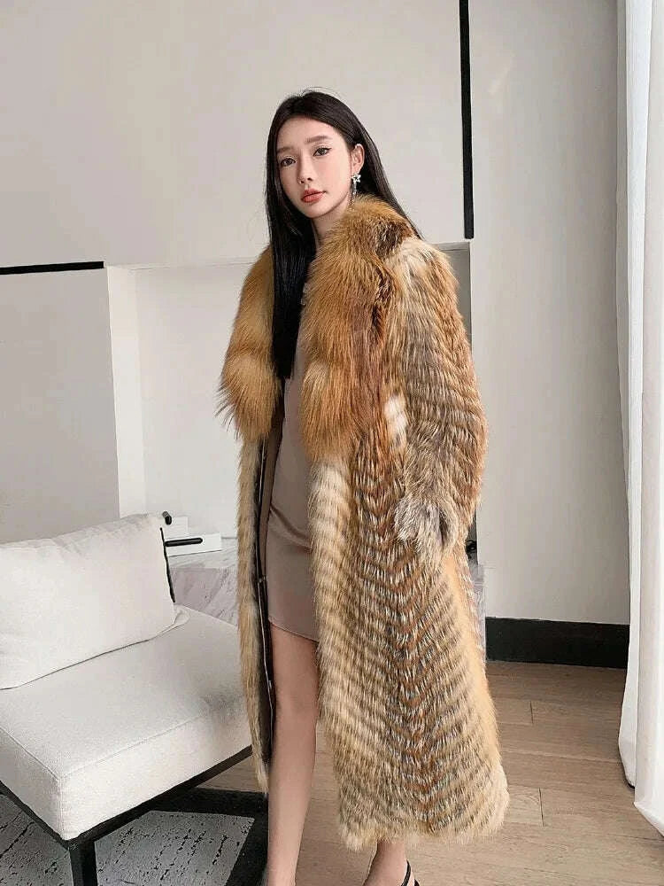 Fiona Women's Long Fur Coat | 100% Real Silver Fox, Luxury Warm Outerwear 4