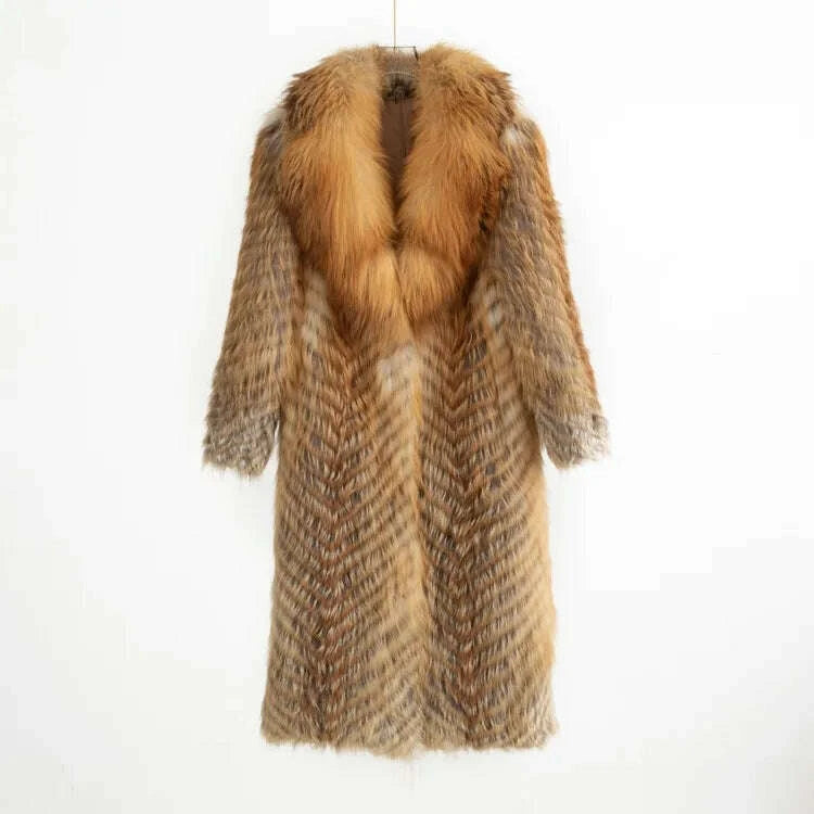 Fiona Women's Long Fur Coat | 100% Real Silver Fox, Luxury Warm Outerwear 9