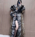 Fiona Women's Long Fur Coat | Genuine Rabbit & Fox Fur, Hooded 0