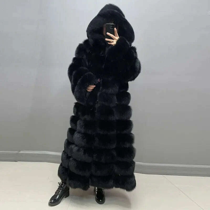 Fiona Women's Winter Coat | 100% Real Fox Fur, Hooded Long Puffer 0